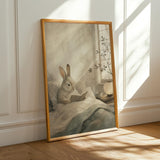 Alternate product presentation of Satin Rabbit Reading in Bed Poster.