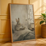 Additional product presentation of Satin Rabbit Reading in Bed Poster.