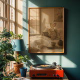 Alternate product view of Tan Rabbit Reading in Bed Poster.