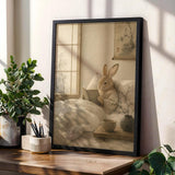 Product gallery view of Tan Rabbit Reading in Bed Poster.