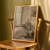 Product detail view of Tan Rabbit Reading in Bed Poster.
