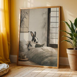 Additional product view of Harlequin Rabbit Reading in Bed Poster.