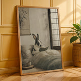 Additional product presentation of Harlequin Rabbit Reading in Bed Poster.