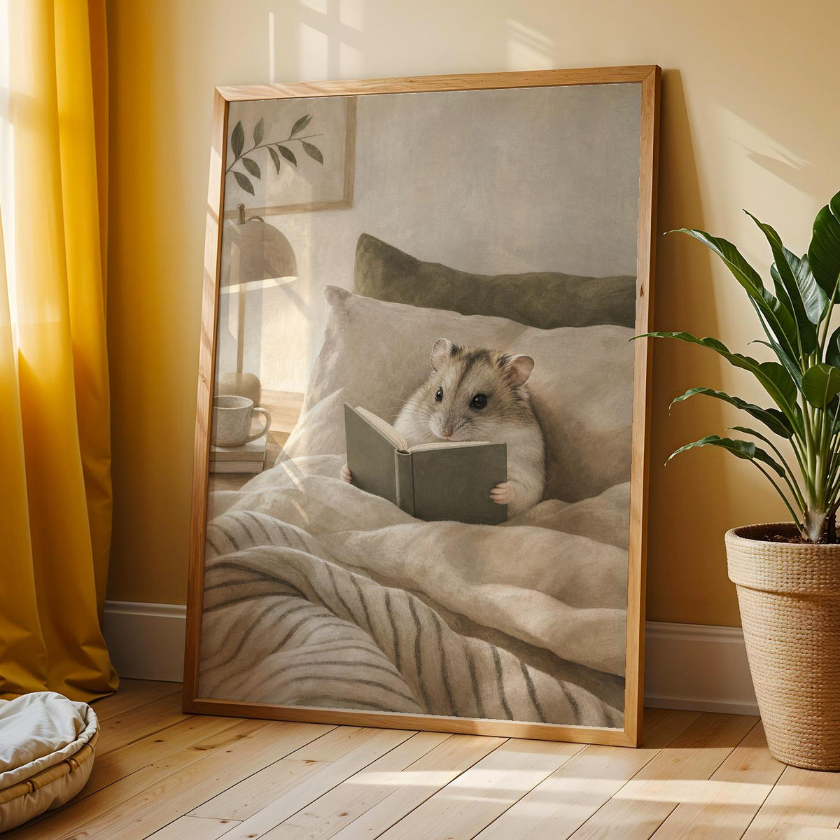 Additional product view of Russian Dwarf Hamster Reading in Bed Poster.