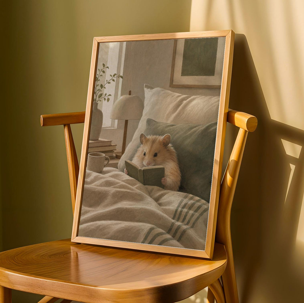 Product detail view of Chinese Hamster Reading in Bed Poster.