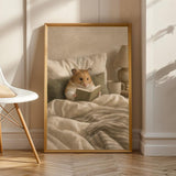 Product view of Syrian Hamster Reading in Bed Poster.