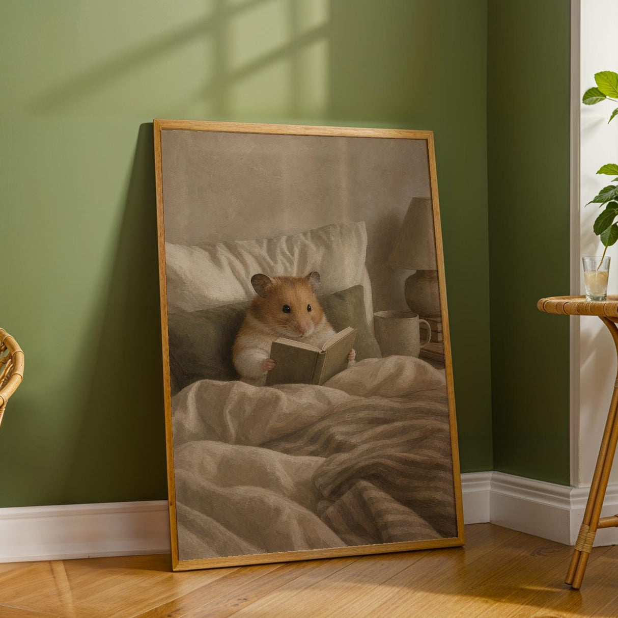 Additional product detail of Syrian Hamster Reading in Bed Poster.