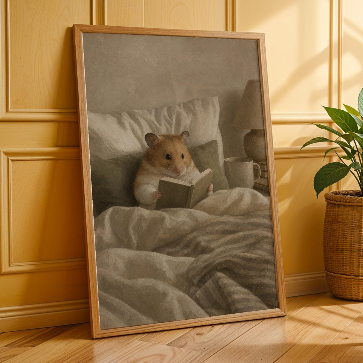 Additional product presentation of Syrian Hamster Reading in Bed Poster.