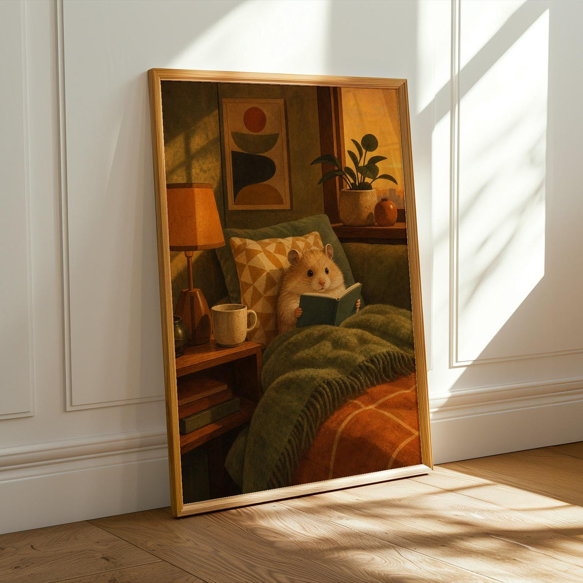Alternate product presentation of Teddy Bear Hamster Reading in Armchair Poster.