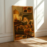 Alternate product presentation of Golden Syrian Hamster Reading in Armchair Poster.