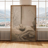 Alternate gallery view of Winter White Hamster Reading in Bed Poster.