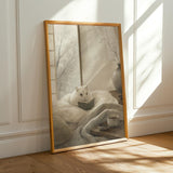 Alternate product presentation of Winter White Hamster Reading in Bed Poster.