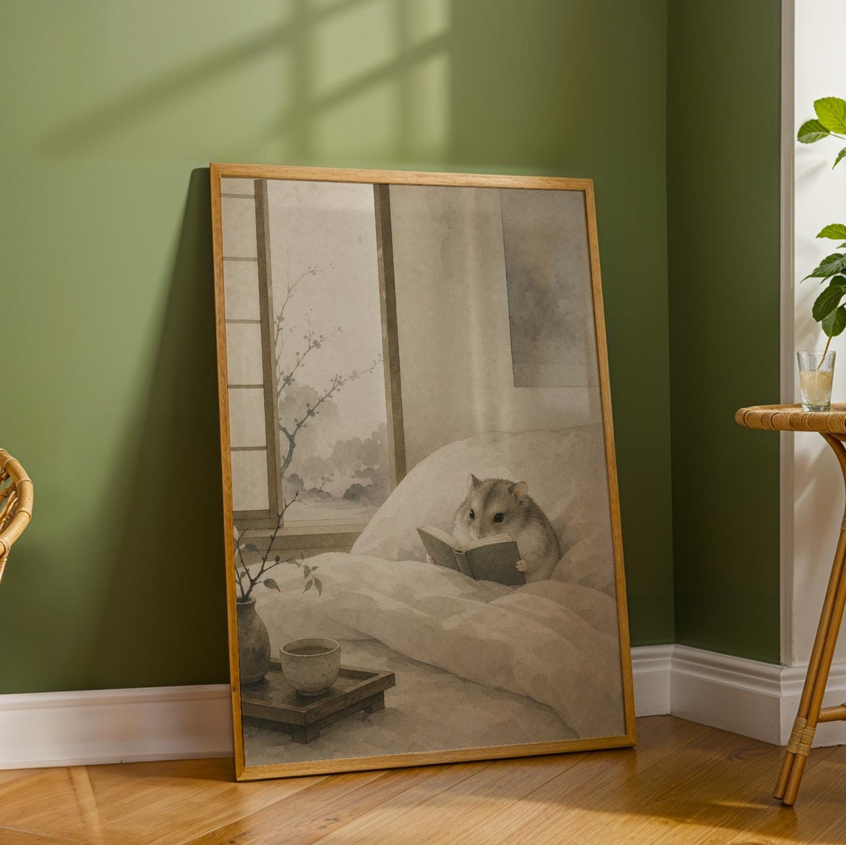 Additional product detail of Russian Dwarf Hamster Reading in Bed Poster.