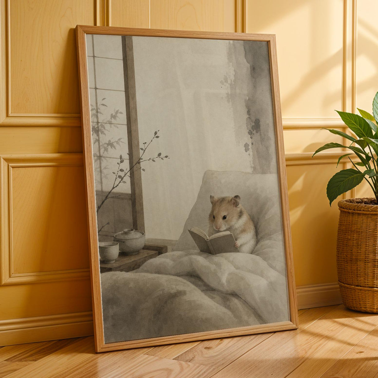 Additional product presentation of Chinese Hamster Reading in Bed Poster.