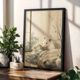Product gallery view of White Syrian Hamster Reading in Bed Poster.