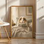 Product view of Sheltie Guinea Pig Reading in Bed Poster.