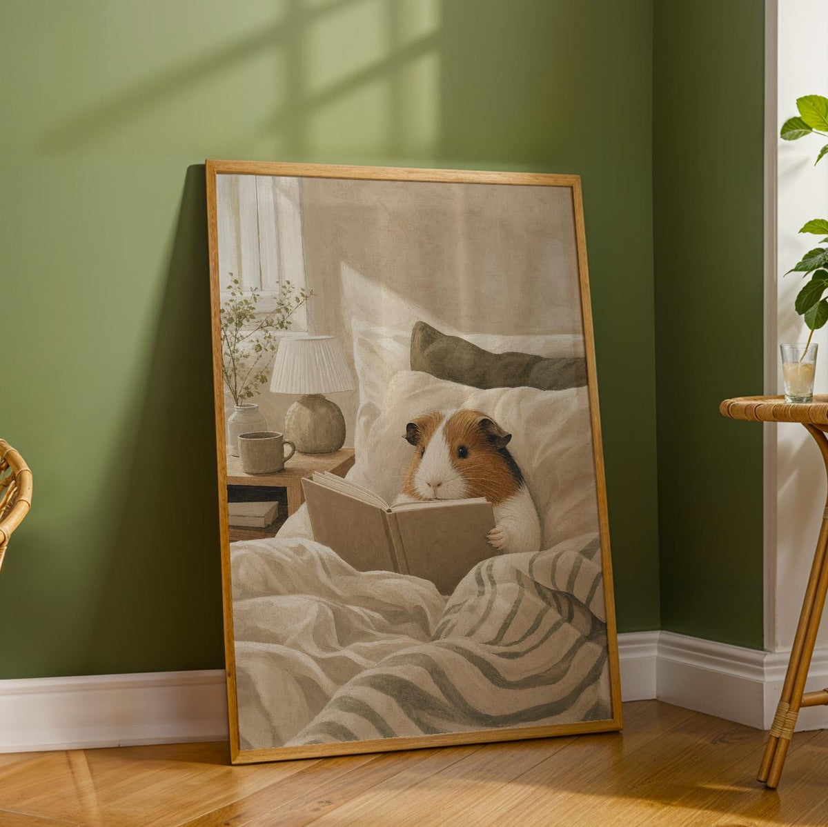 Additional product detail of American Guinea Pig Reading in Bed Poster.