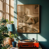 Alternate product view of Alpaca Guinea Pig Reading in Bed Poster.