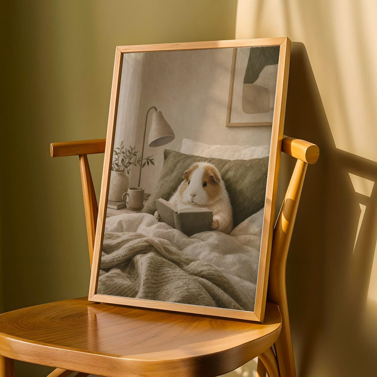 Product detail view of Alpaca Guinea Pig Reading in Bed Poster.