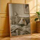 Additional product presentation of Alpaca Guinea Pig Reading in Bed Poster.