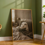 Additional product detail of Silkie Guinea Pig Reading in Bed Poster.
