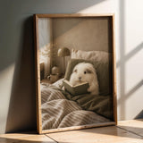 Product presentation view of Silkie Guinea Pig Reading in Bed Poster.