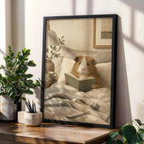 Product gallery view of Teddy Guinea Pig Reading in Bed Poster.