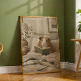 Additional product detail of Teddy Guinea Pig Reading in Bed Poster.