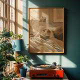 Alternate product view of Texel Guinea Pig Reading in Bed Poster.
