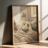 Product presentation view of Texel Guinea Pig Reading in Bed Poster.