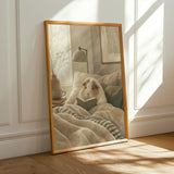 Alternate product presentation of Texel Guinea Pig Reading in Bed Poster.