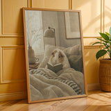 Additional product presentation of Texel Guinea Pig Reading in Bed Poster.