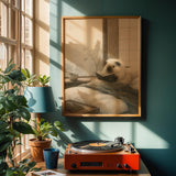 Alternate product view of Himalayan Guinea Pig Reading in Bed Poster.