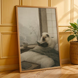 Additional product presentation of Himalayan Guinea Pig Reading in Bed Poster.
