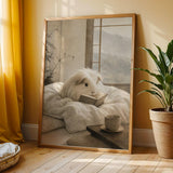 Additional product view of Silkie Guinea Pig Reading in Bed Poster.