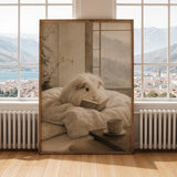 Alternate gallery view of Silkie Guinea Pig Reading in Bed Poster.