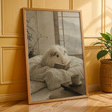 Additional product presentation of Silkie Guinea Pig Reading in Bed Poster.