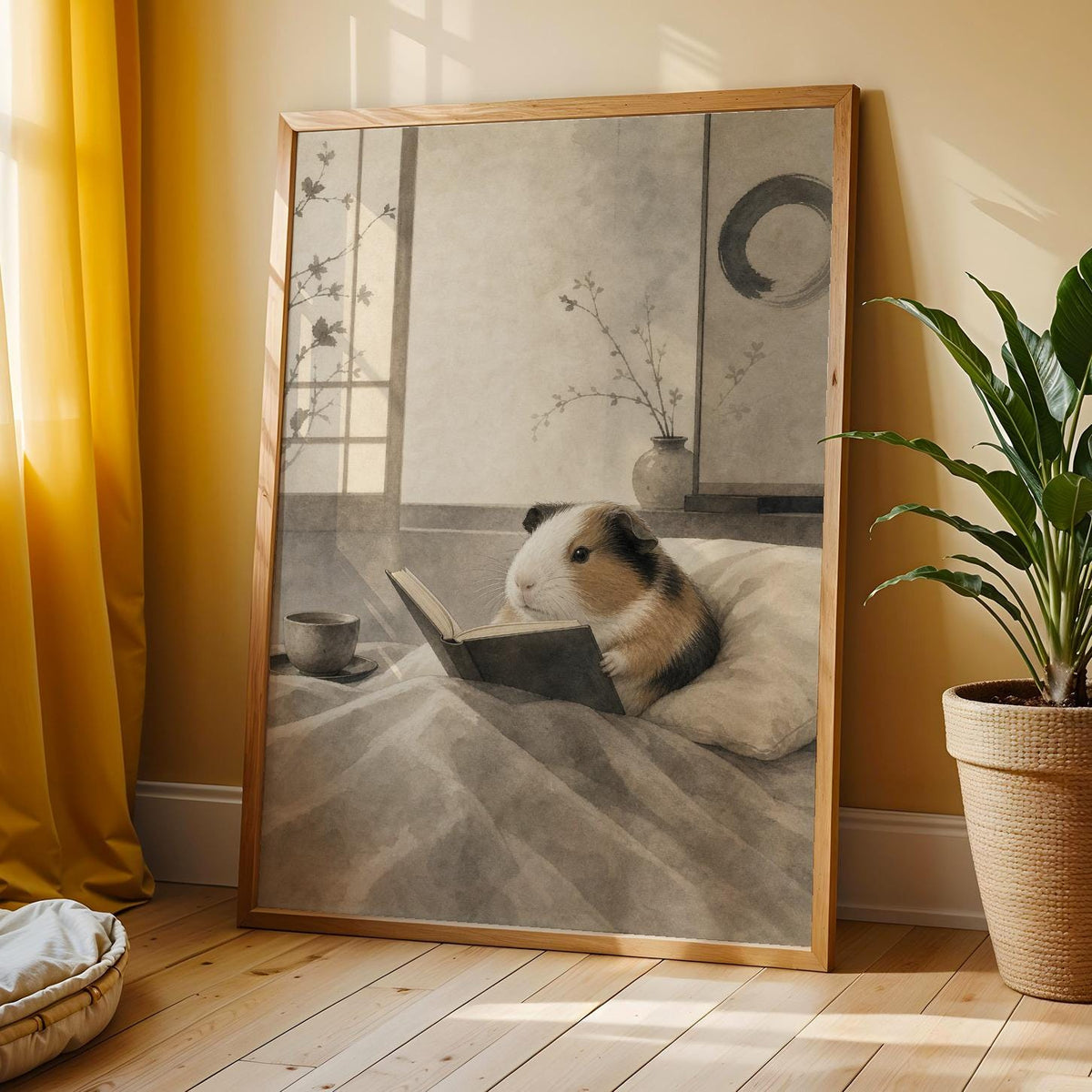 Additional product view of American Guinea Pig Reading in Bed Poster.