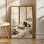 Product view of Satin Guinea Pig Reading in Bed Poster.