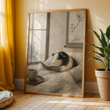 Additional product view of Satin Guinea Pig Reading in Bed Poster.