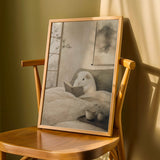 Product detail view of White Guinea Pig Reading in Bed Poster.