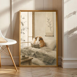 Product view of Teddy Guinea Pig Reading in Bed Poster.