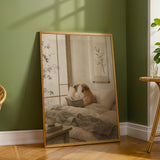 Additional product detail of Teddy Guinea Pig Reading in Bed Poster.