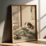Product presentation view of Sheltie Guinea Pig Reading in Bed Poster.