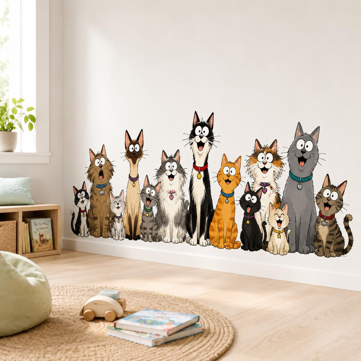 Additional product view of Funny Cat Group Wall Vinyl Decal.