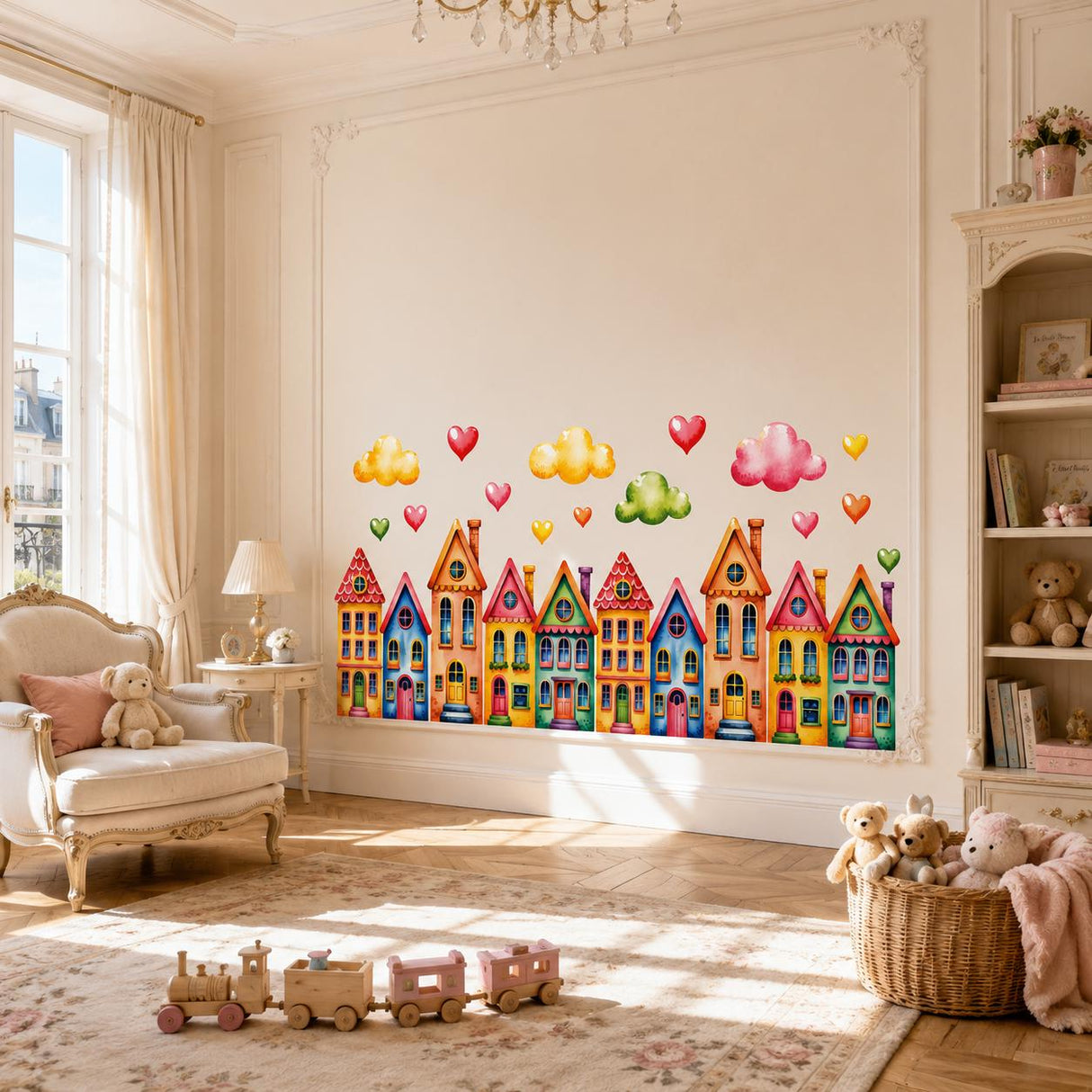Alternate gallery view of Colorful Watercolor Houses Wall Vinyl Decal.