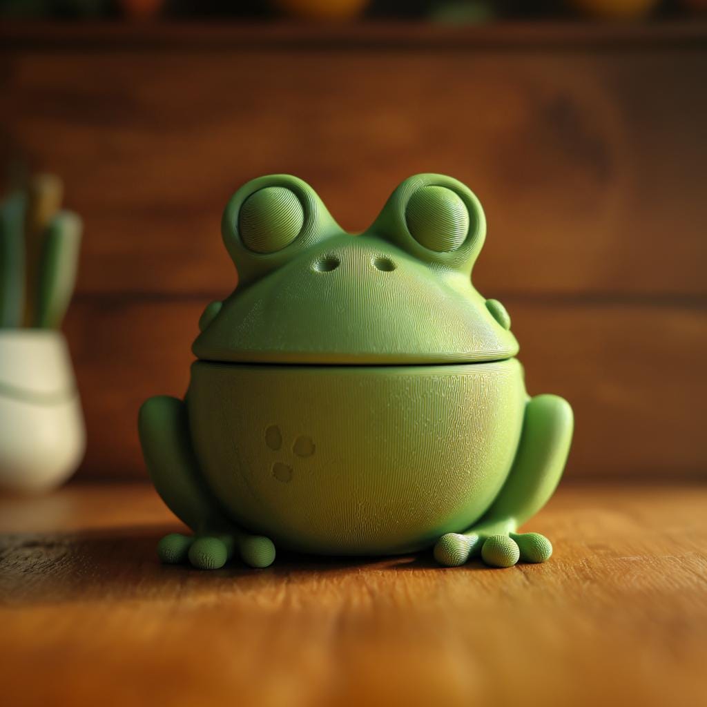 Additional product view of Frog Memorial Urn with Lid.