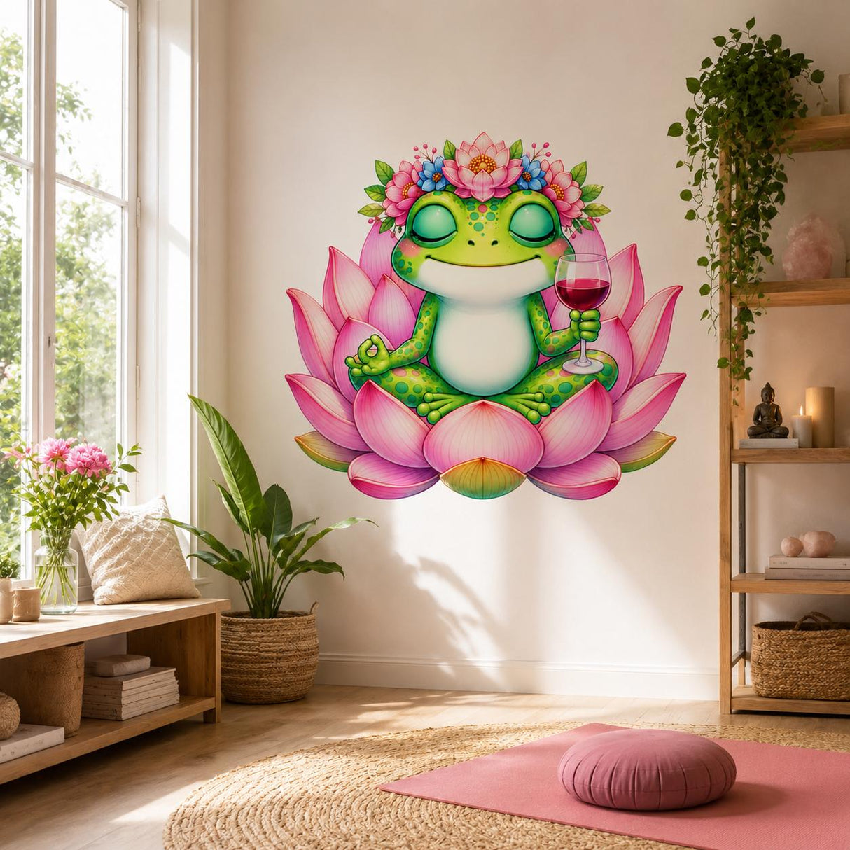 Product gallery view of Weird Zen Frog Wall Vinyl Decal.
