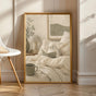 Product view of White Budgerigar Reading in Bed Poster.