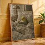 Additional product presentation of Yellowface Budgerigar Reading in Bed Poster.
